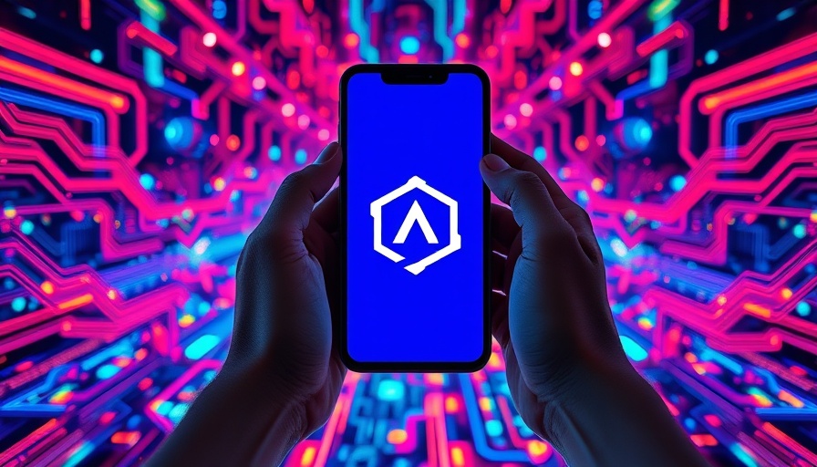 OpenAI logo on smartphone with vibrant digital background.