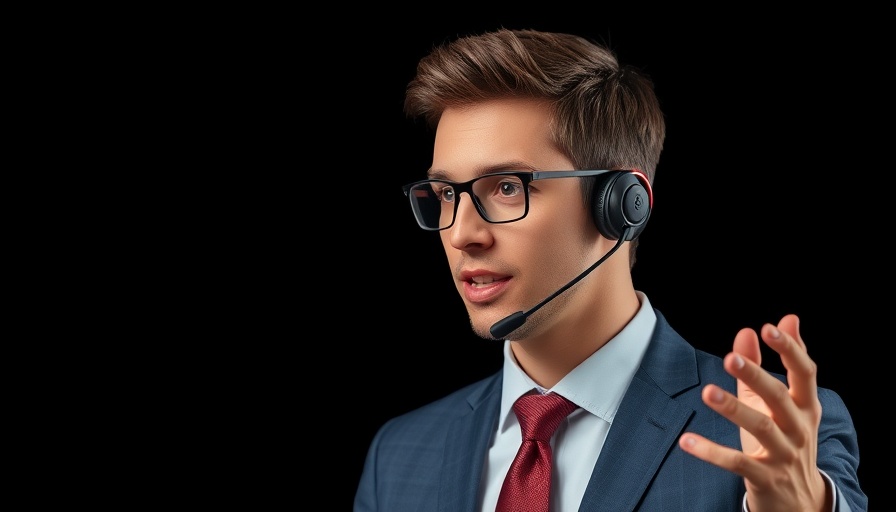 Young man speaking with a headset, engaged expression, OpenAI's image generation feature visualization.