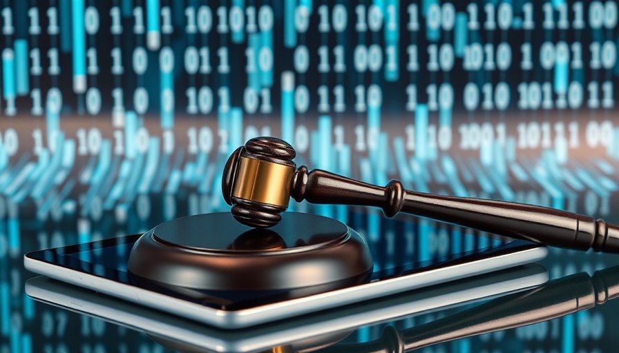 Gavel and tablet with logo, representing OpenAI copyrighted data issues.