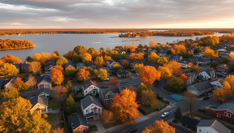Aerial view of Colonial Place, Norfolk showcasing affordable homes.