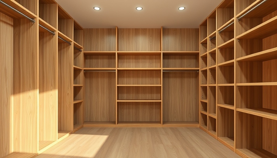 DIY Closet Project Completion showing unfinished wooden shelves in a modern design.