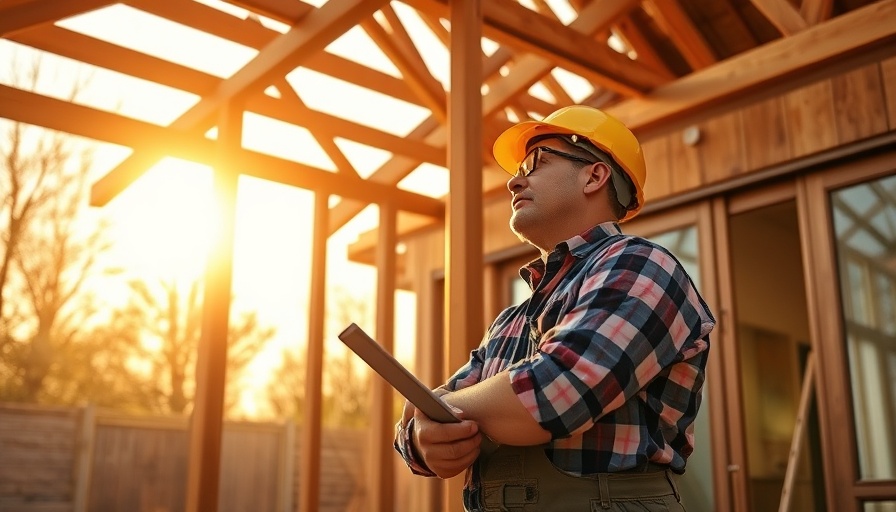Construction worker inspecting home extension at sunrise, exploring value of windows, doors, conservatories.
