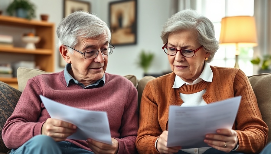 Elderly couple discussing financial challenges at home.
