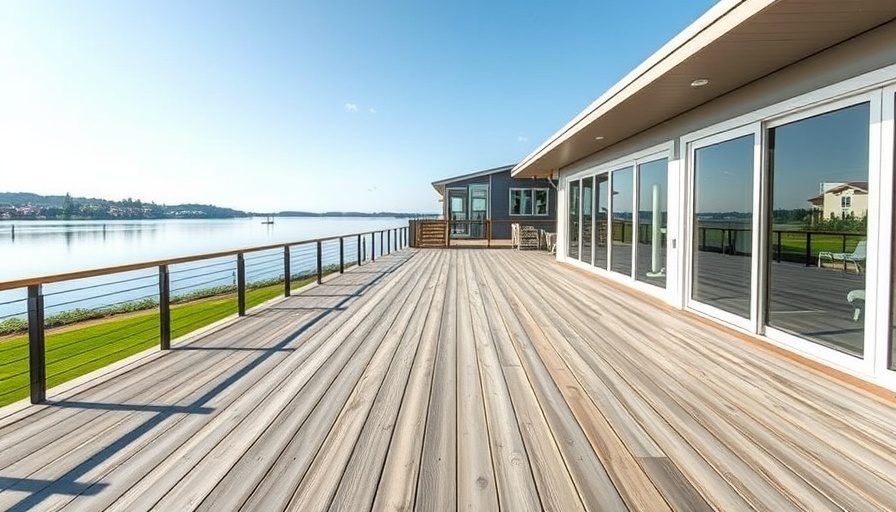 Modern deck overlooking a lake, DIY deck vs. professional builder comparison.