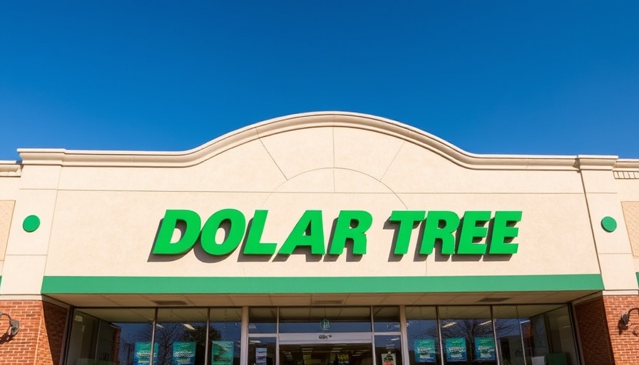 Dollar Tree store facade with green signage under clear blue sky.
