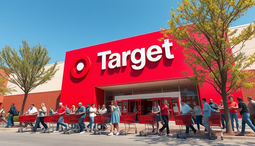 Target store entrance with shoppers on a sunny day.