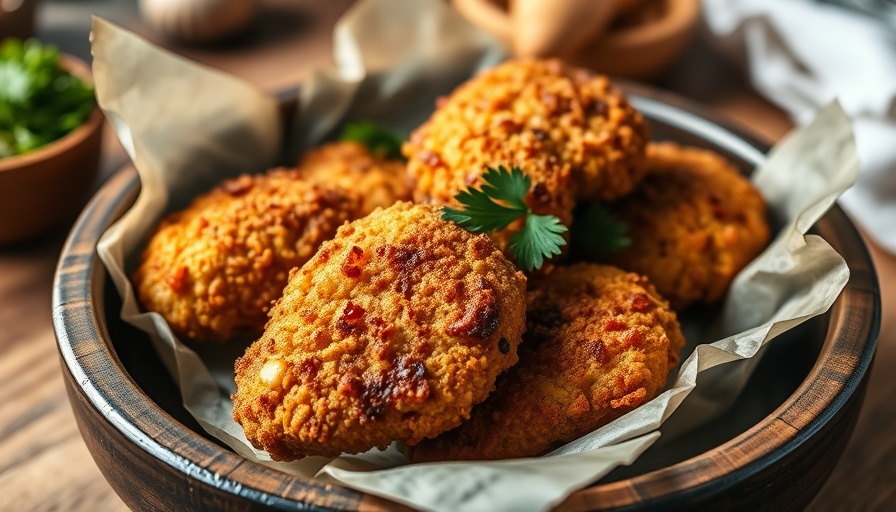 Golden brown crispy chicken cutlets garnished with parsley in a rustic bowl.