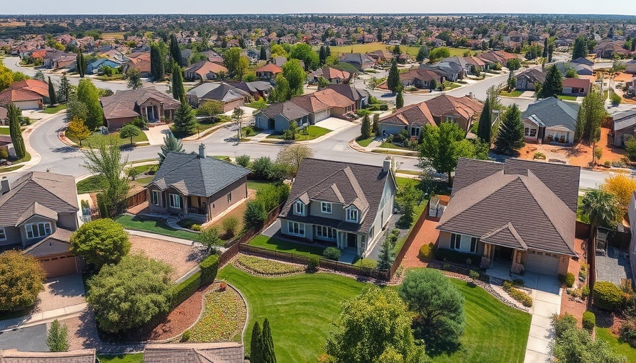 Suburban homes with defensible space for fire preparation.