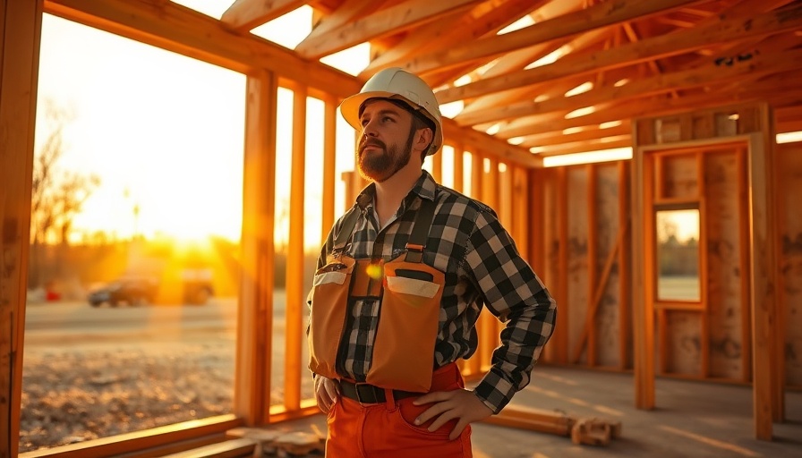 Construction worker examining a house's wooden frame, highlighting home improvements for value increase.