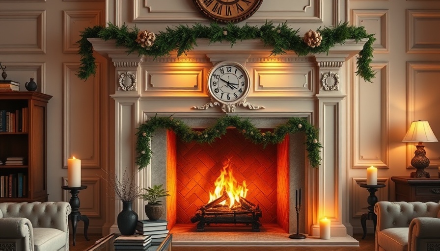 Traditional DIY fireplace molding makeover with greenery, cozy ambiance.