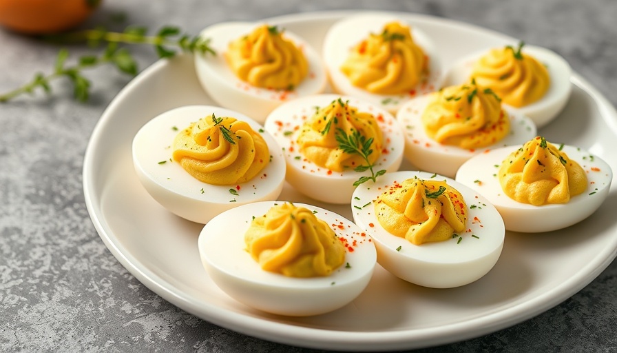 Classic deviled eggs recipe with herbs and paprika