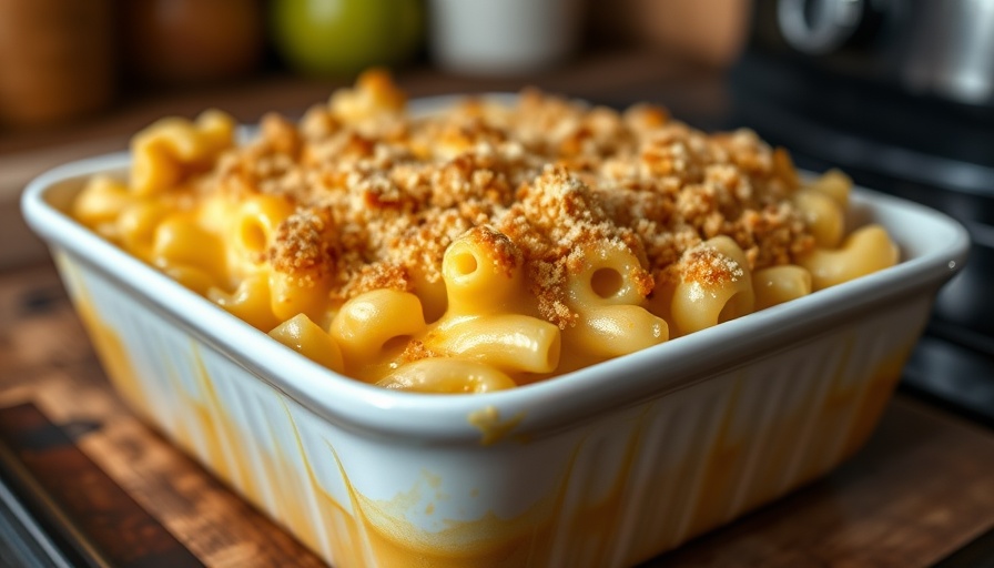 Golden baked mac and cheese with crispy topping in a white dish, Civil War-Era Mac and Cheese Recipe.