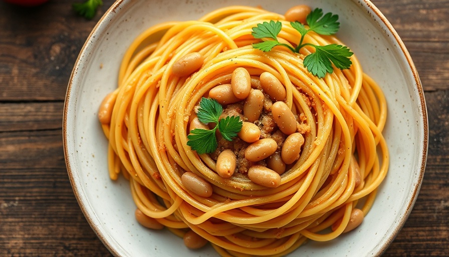 20-Minute Dinner Recipes: Spaghetti with beans and parsley in a bowl.