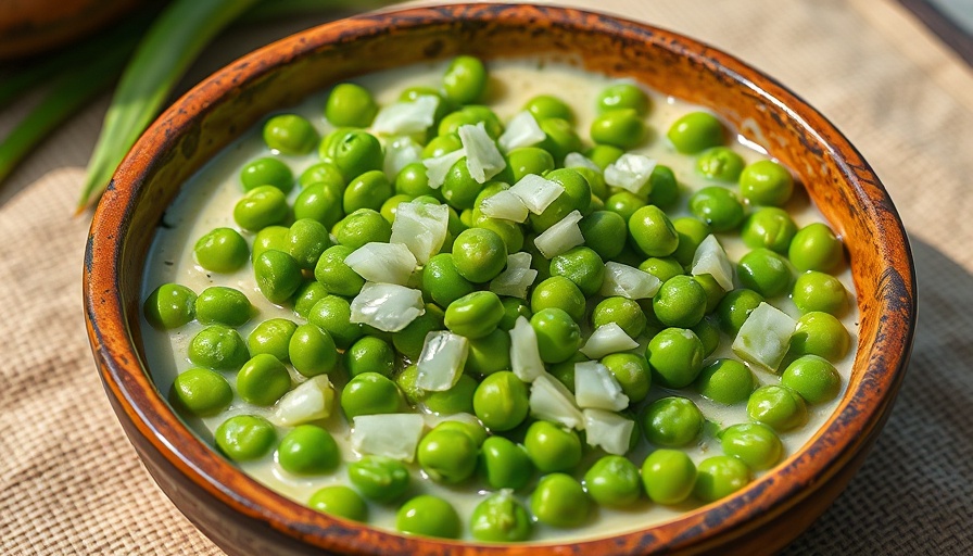 Creamed peas and onions in a bowl, creamed peas recipe