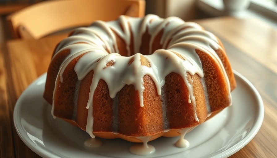 Glazed Bundt cake on a plate, easy recipes for home cooking.