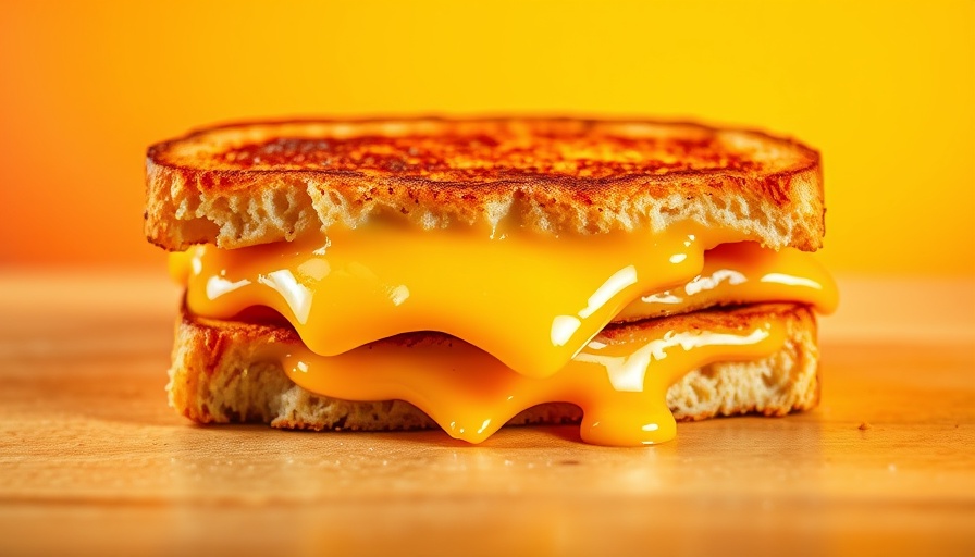 Delicious grilled cheese in vibrant pop art style.