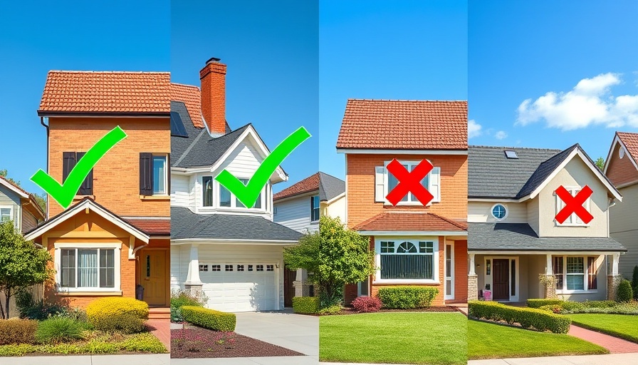 Suburban houses with selection symbols, asking price in real estate.