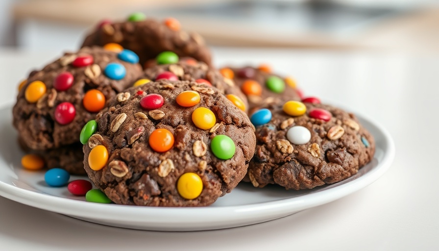 Easy desserts to make with kids: colorful oat cookies with candies.