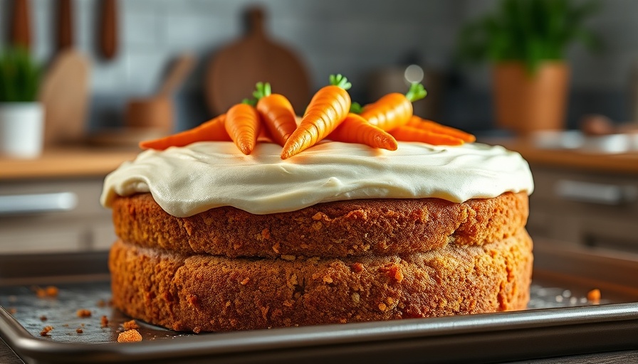 Delicious carrot cake recipe slices with frosting and carrot decorations.