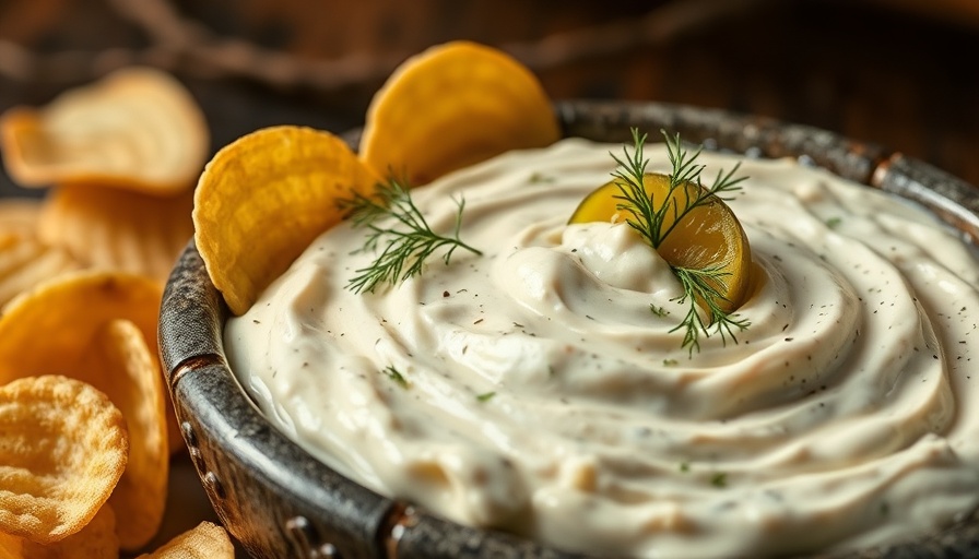 Creamy dill pickle dip recipe served with chips.