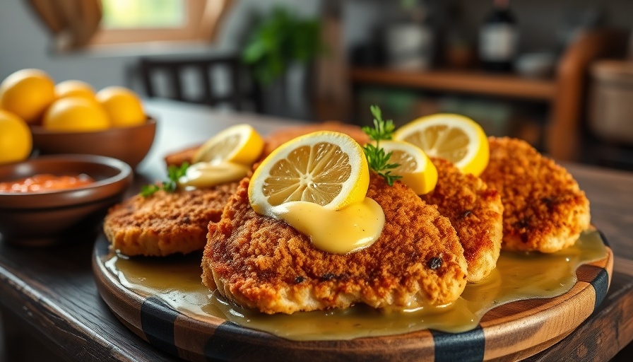 Italian dinners that aren't pasta: Breaded chicken cutlets with lemon in white pan.
