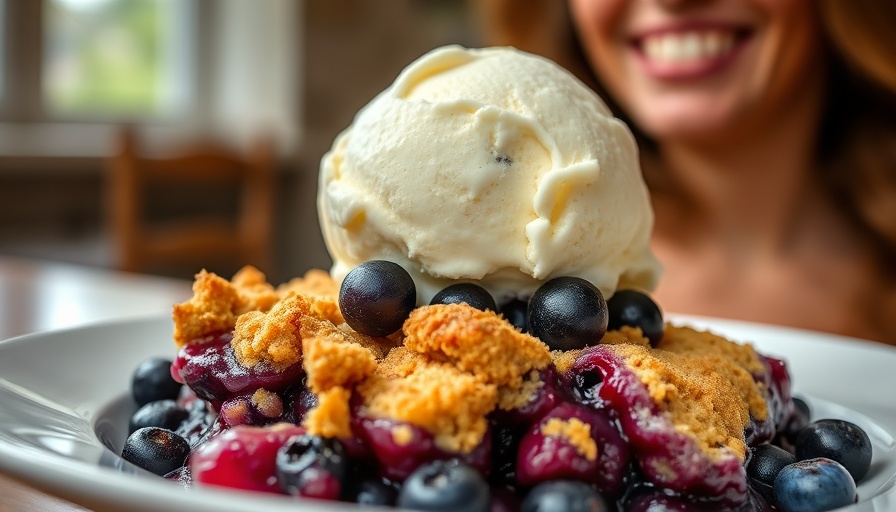 Martha Stewart's Blueberry Crisp Recipe with ice cream.