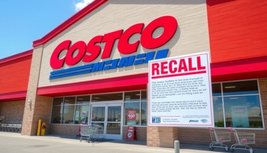 Costco store with salsa recall notice in sunny weather