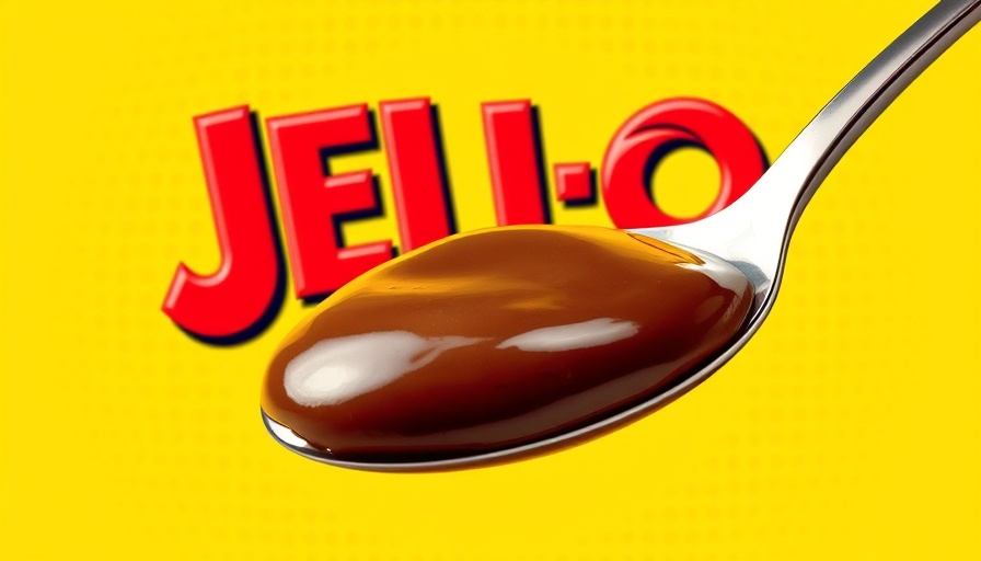JELL-O Oat Milk Chocolate Pudding with spoonful in pop art style.
