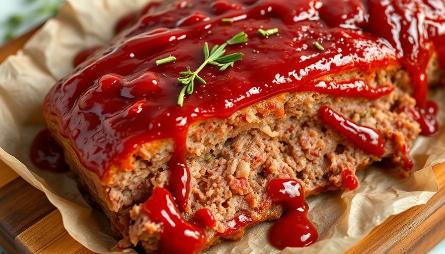 Savory air fryer meatloaf with glaze and herbs.