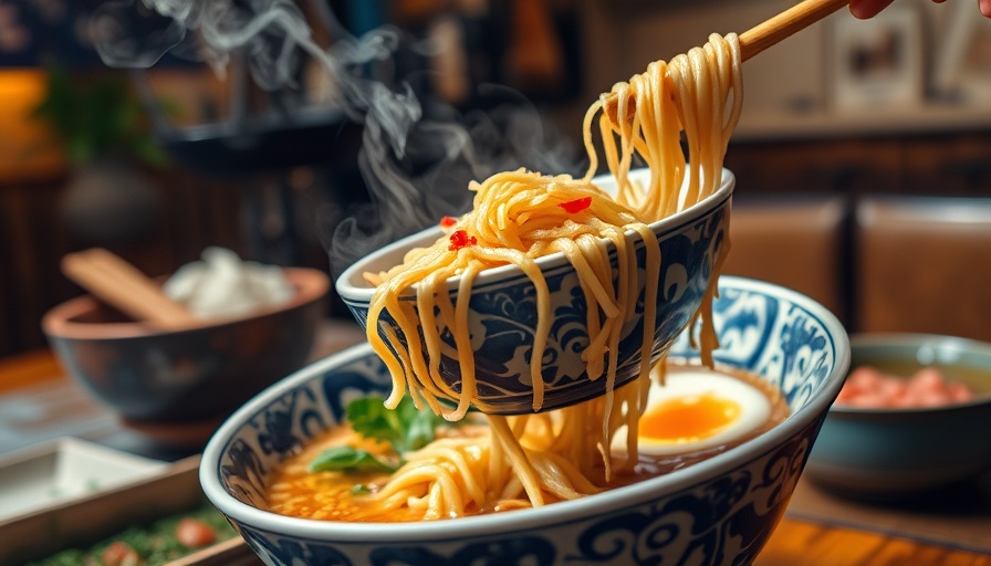 Steaming bowl of easy ramen upgrade noodles with chili oil.