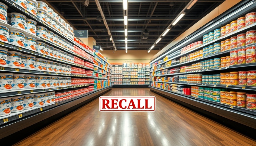 Grocery aisle with yogurt recall sign, food recalls this week.
