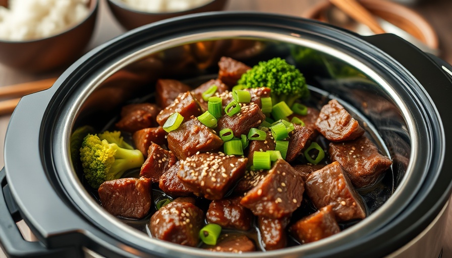 Savory slow cooker beef and broccoli with rice