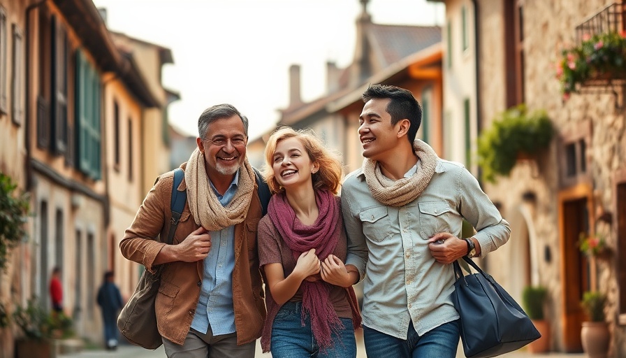 Family enjoying a walk in a rustic village, related to moving plans and housing market.