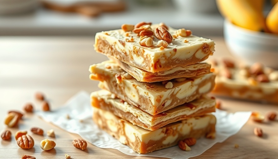 Easy peanut butter banana yogurt bark recipe, nutty treat close-up.