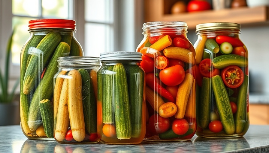 Colorful homemade pickles in jars using leftover pickle brine