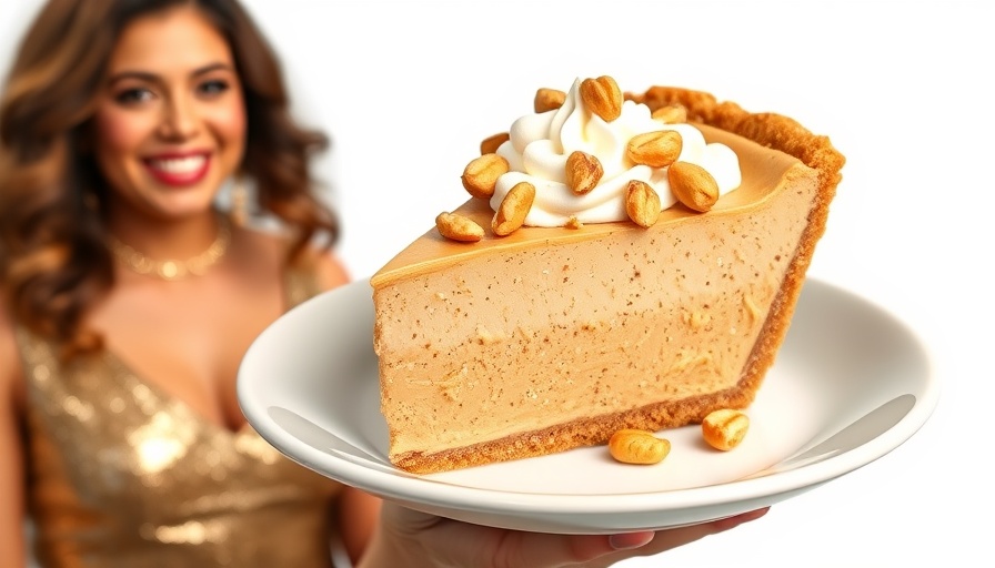 Delicious slice of peanut butter pie with whipped cream and peanuts.