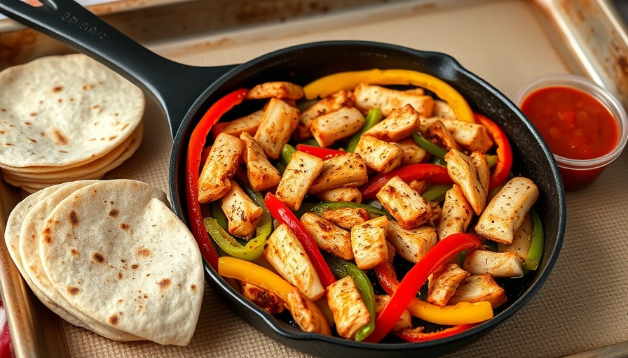 Easy Chicken Fajitas Recipe with colorful peppers and tortillas.