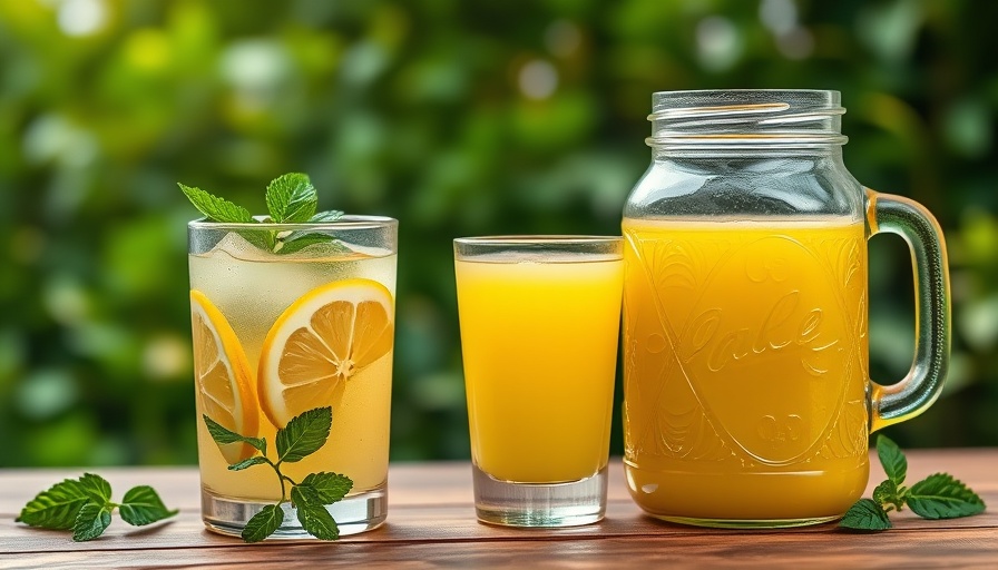Retro summer drink recipe: Lemon water and yellow juice with mint.