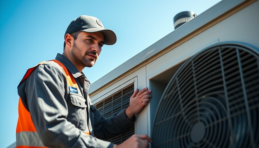 Technician maintaining HVAC unit outdoors, helping local heroes HVAC relief.