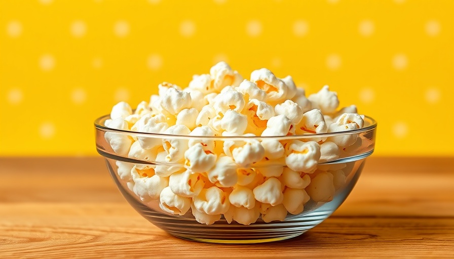Bowl of fresh popcorn on yellow background; best popcorn maker.