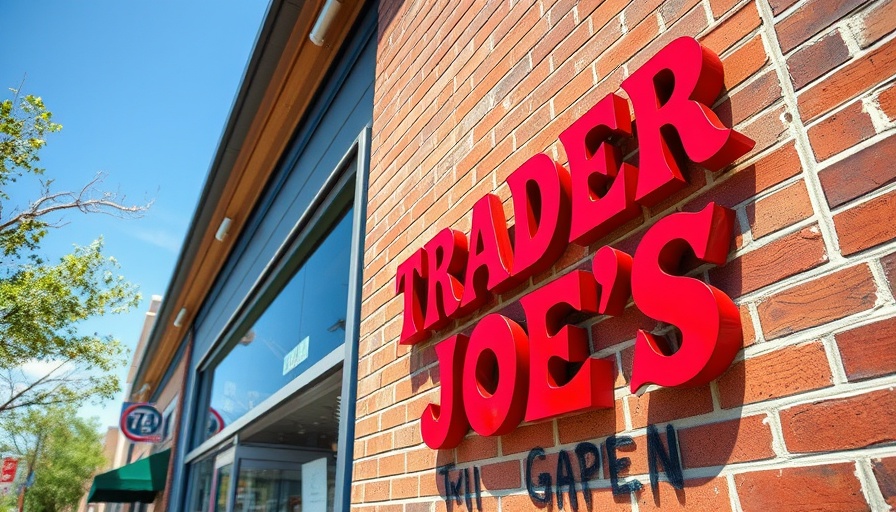 Trader Joe's storefront sign on brick building.