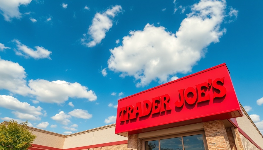 Trader Joe's sign against a blue sky, representing the store.