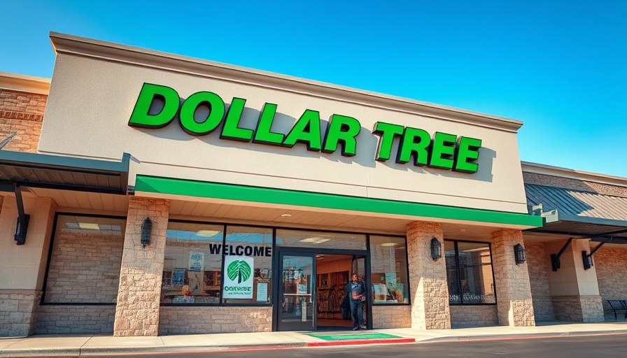 Modern Dollar Tree storefront with bright signage, clear day.