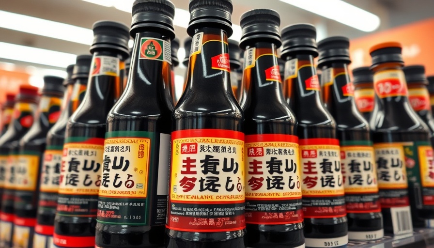 Kikkoman soy sauce bottles on a store shelf; how to store soy sauce.