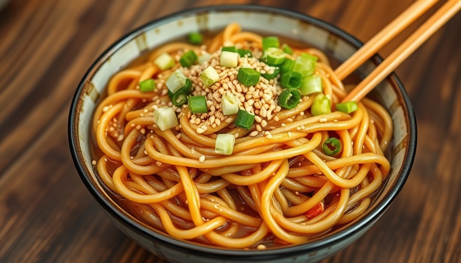 Delicious sesame ramen noodles garnished with green onions.