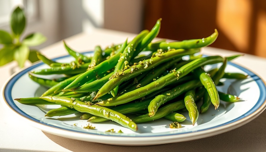 Delicious 3-ingredient pesto green beans on a plate.