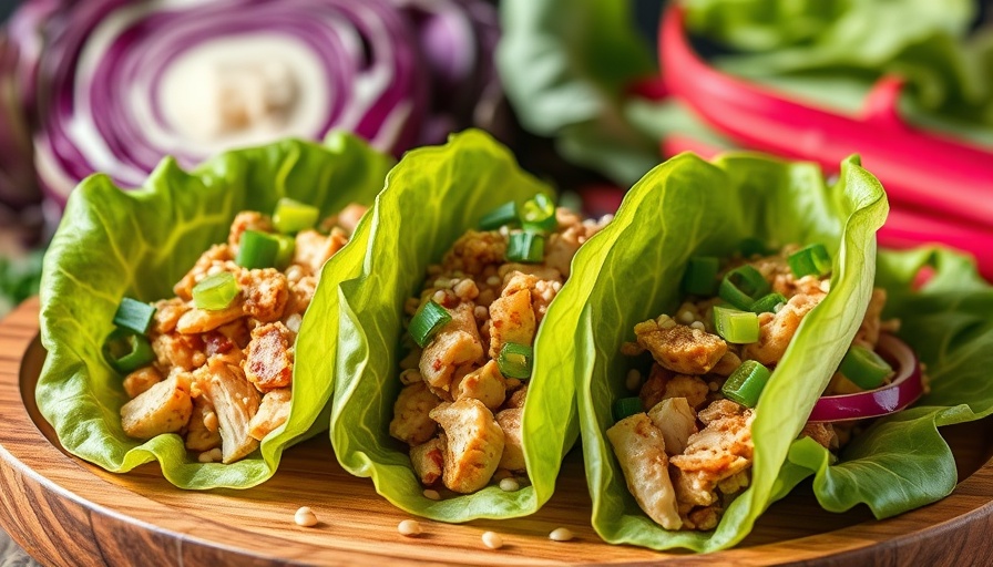 Colorful chicken lettuce wraps with vibrant vegetables.