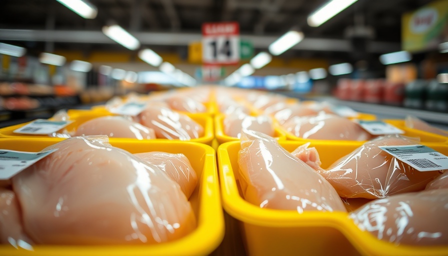 Packaged Costco chicken with visible woody breast characteristics.