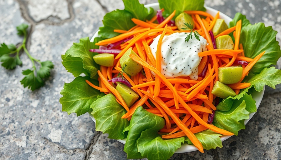 Fresh salad with 3-ingredient dressing for home cooking.