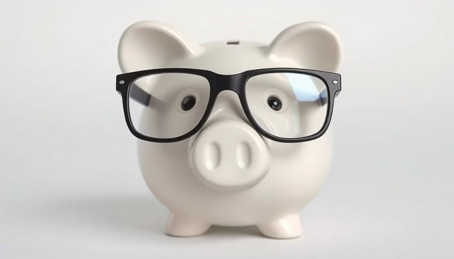 Piggy bank wearing glasses symbolizing student loans and homeownership.